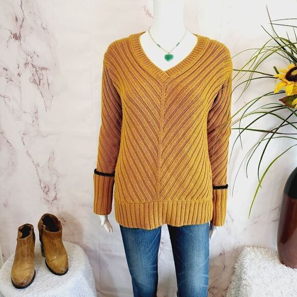 Jason Wu GREY super soft mustard yellow v neck sweater - Picture 4 of 8